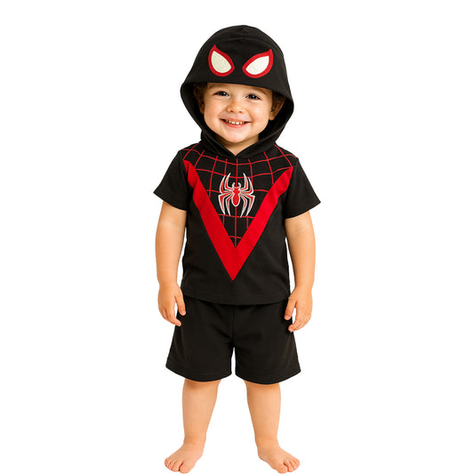 Conjunto Playera Con Gorro Y Short Miles Morales Marvel