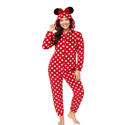 Mameluco Con Gorro Bordado Disney Minnie Mouse Dots Roja