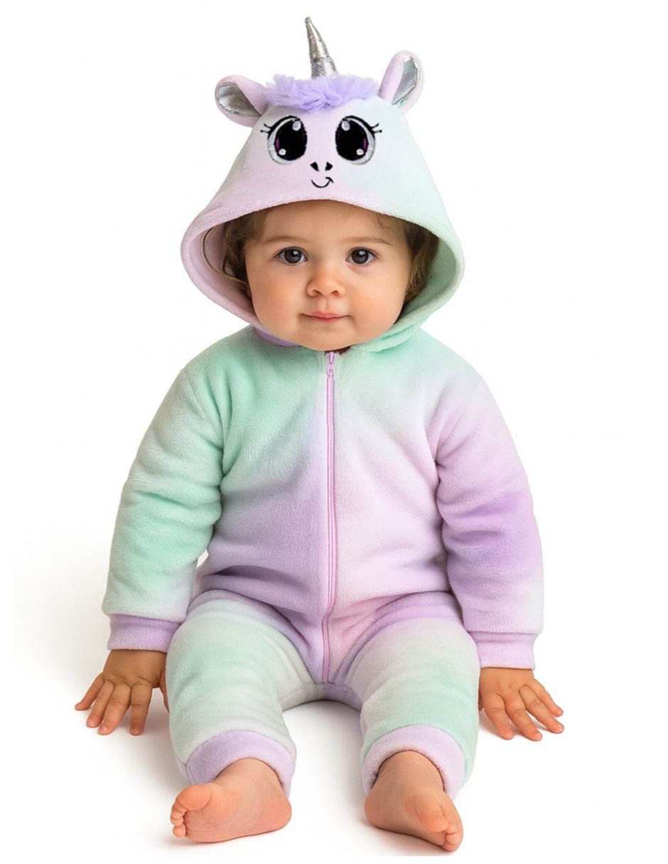 Mameluco Con Gorro Bordado Unicornio Foil