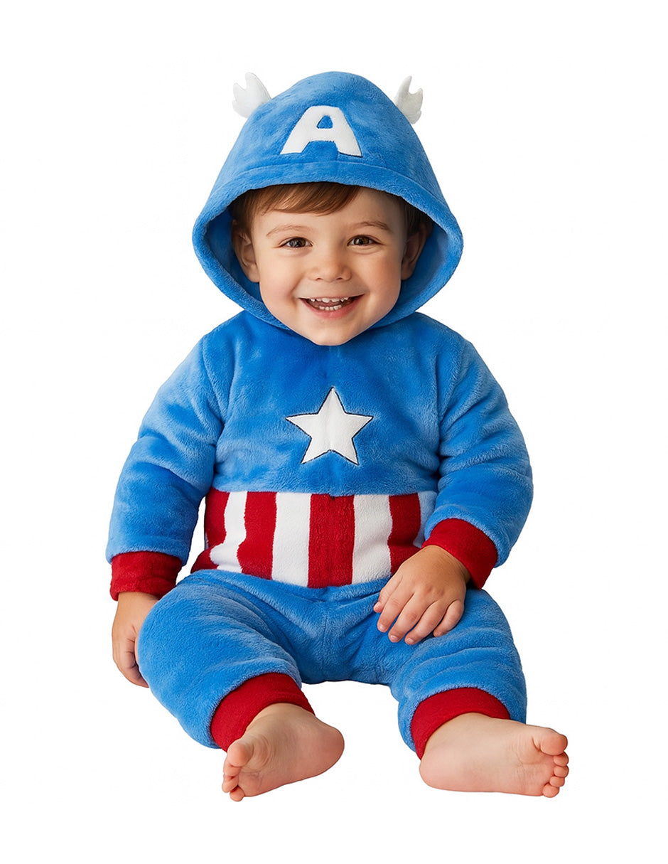 Mameluco Con Gorro Bordado Sin Pie Marvel Niño