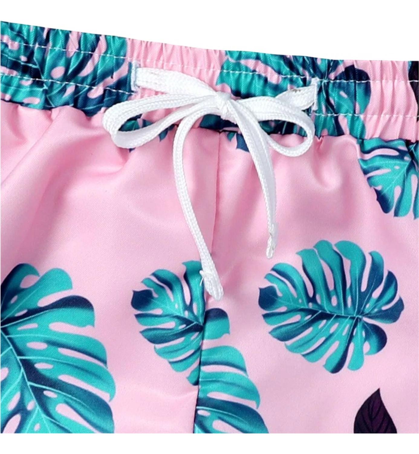 Traje De Baño Para Bebe Niño Estilo Short Boxer Azul y Rosa