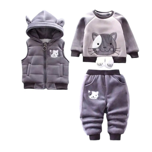 Conjunto 3 piezas para Niño Kiss Gatito (Chamarra, Chaleco, Pants)