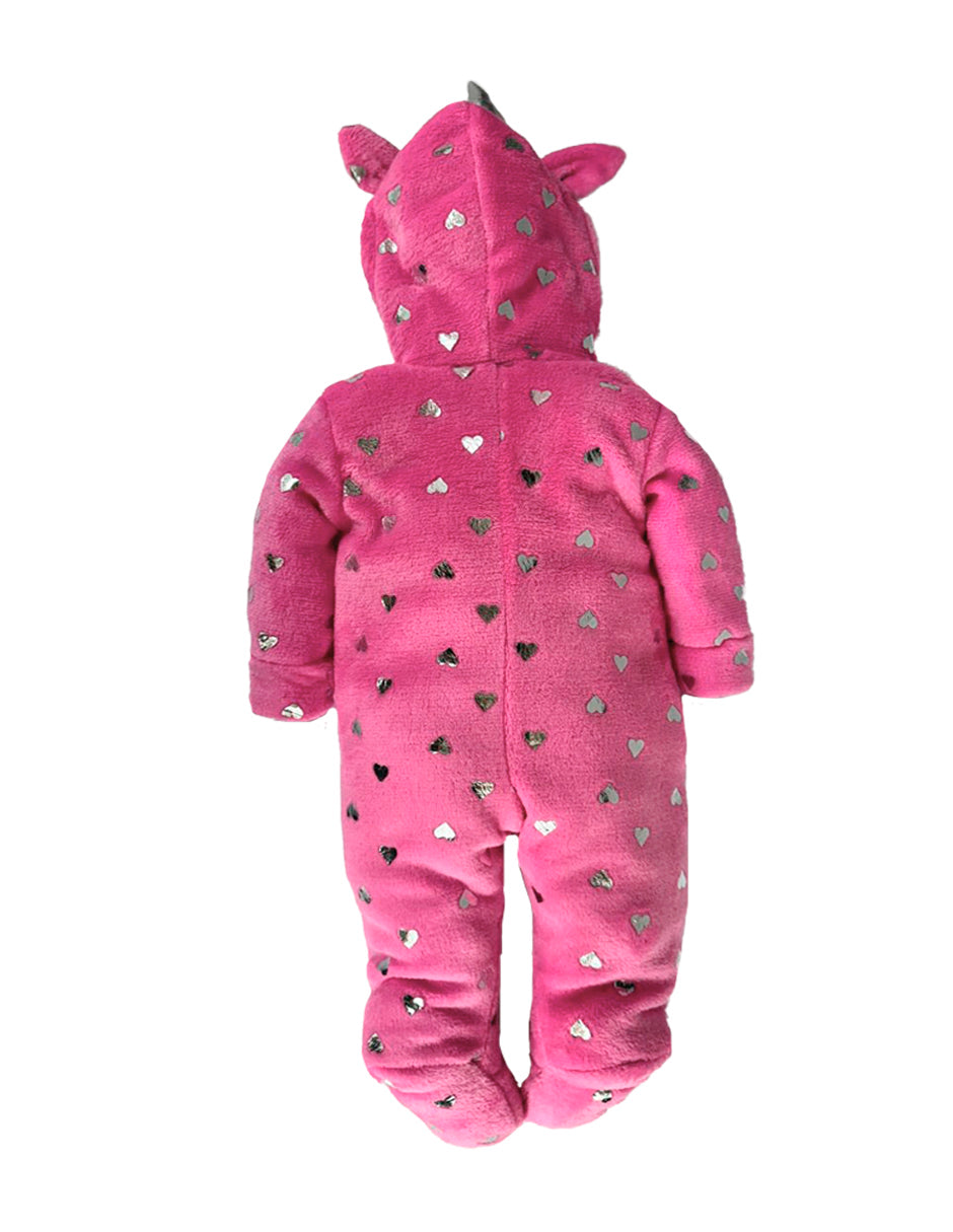 Mameluco Con Gorro Unicornio Foil Corazones