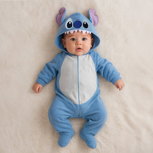 Mameluco Algodon Disney Stitch Con Gorro Bordado