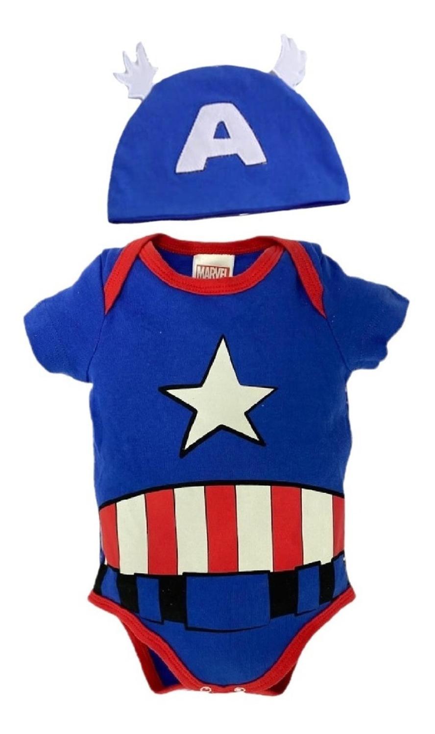 Kit 3 Pañalero Algodón Marvel para Bebé con Gorro Bordado Spiderman, Capitán América, Ironman