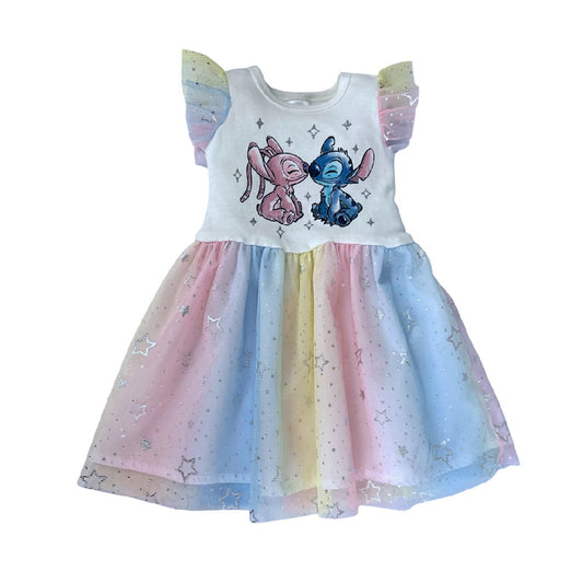 Vestido sublimado tul con glitter Disney Angel & Stitch