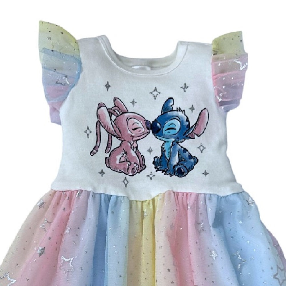 Vestido sublimado tul con glitter Disney Angel & Stitch