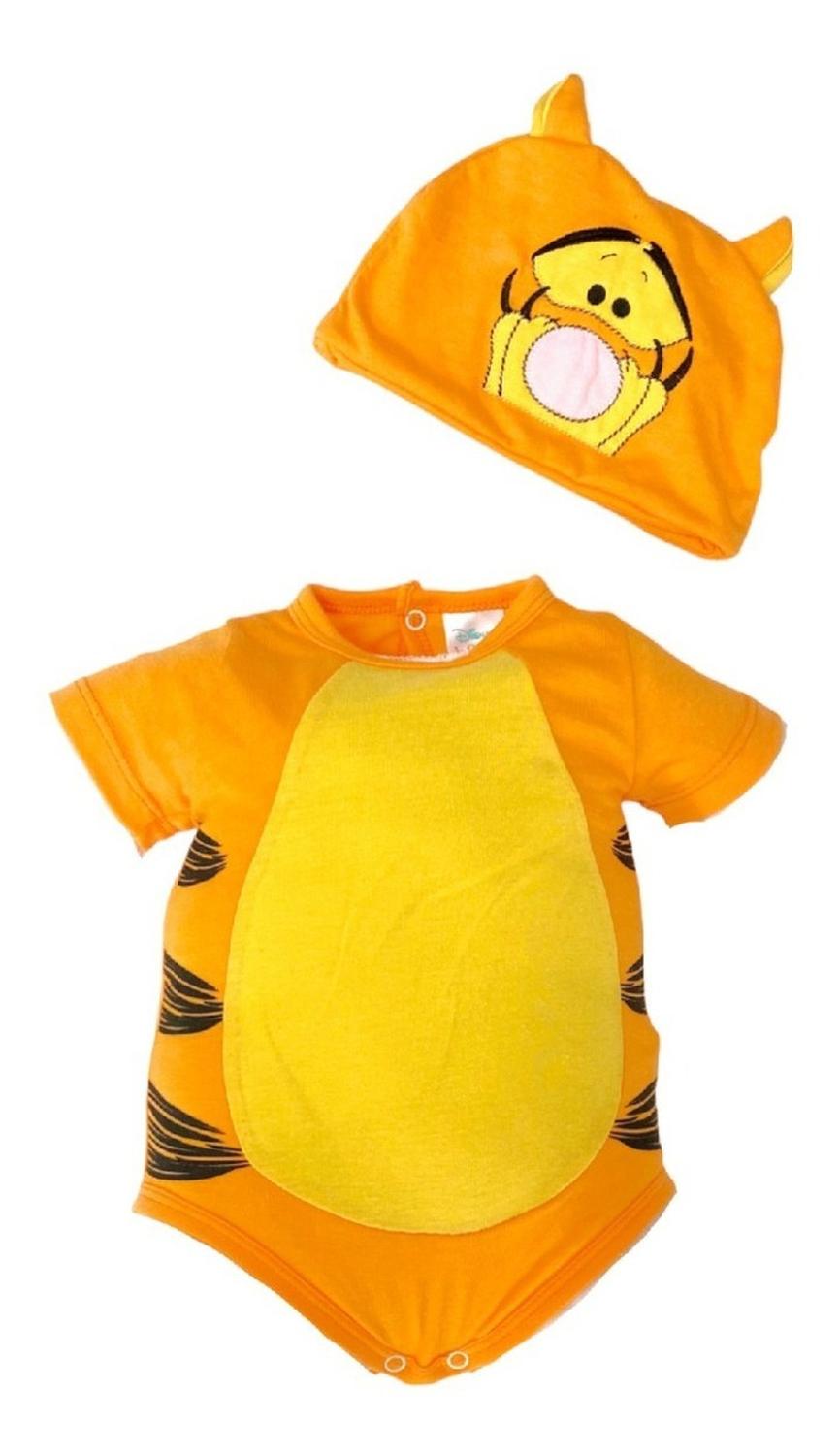 Kit 3 Pañalero Algodón Disney para Bebé con Gorro Bordado Winnie Pooh, Eeyore, Tigger
