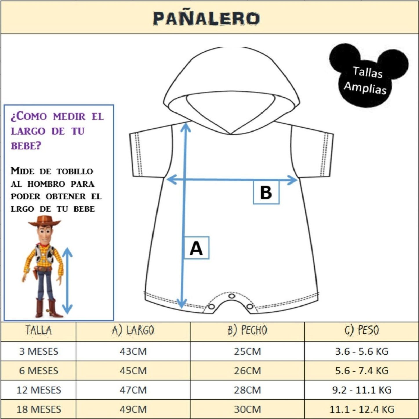 Kit 3 Pañalero Algodón Disney para Bebé con Gorro Bordado Simba, Igor, Hamm