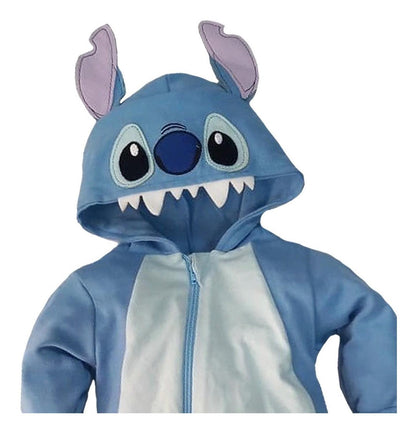 Mameluco Algodon Disney Stitch Con Gorro Bordado