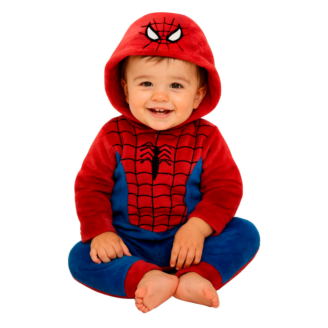 Mameluco Sin Pie Marvel Con Gorro Bordado Spiderman