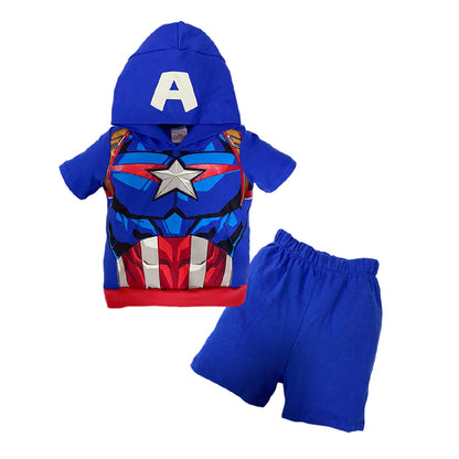 Conjunto Marvel Short y Playera con Gorro Capitan America