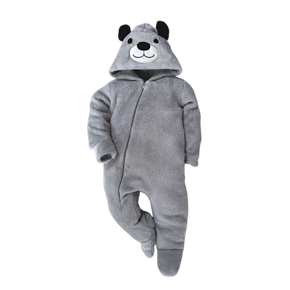 Mameluco Kiss para Bebé con Gorro Bordado Oso Gris