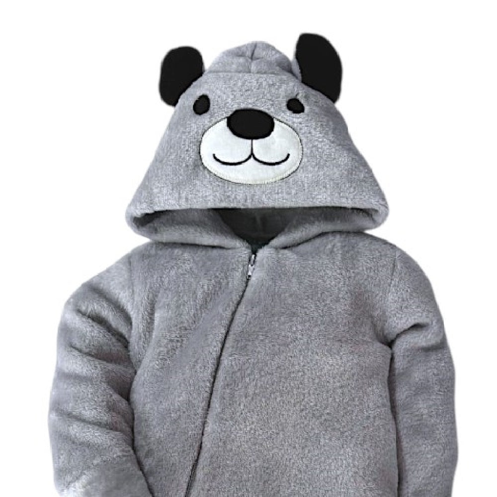 Mameluco Kiss para Bebé con Gorro Bordado Oso Gris
