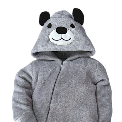 Mameluco Kiss para Bebé con Gorro Bordado Oso Gris