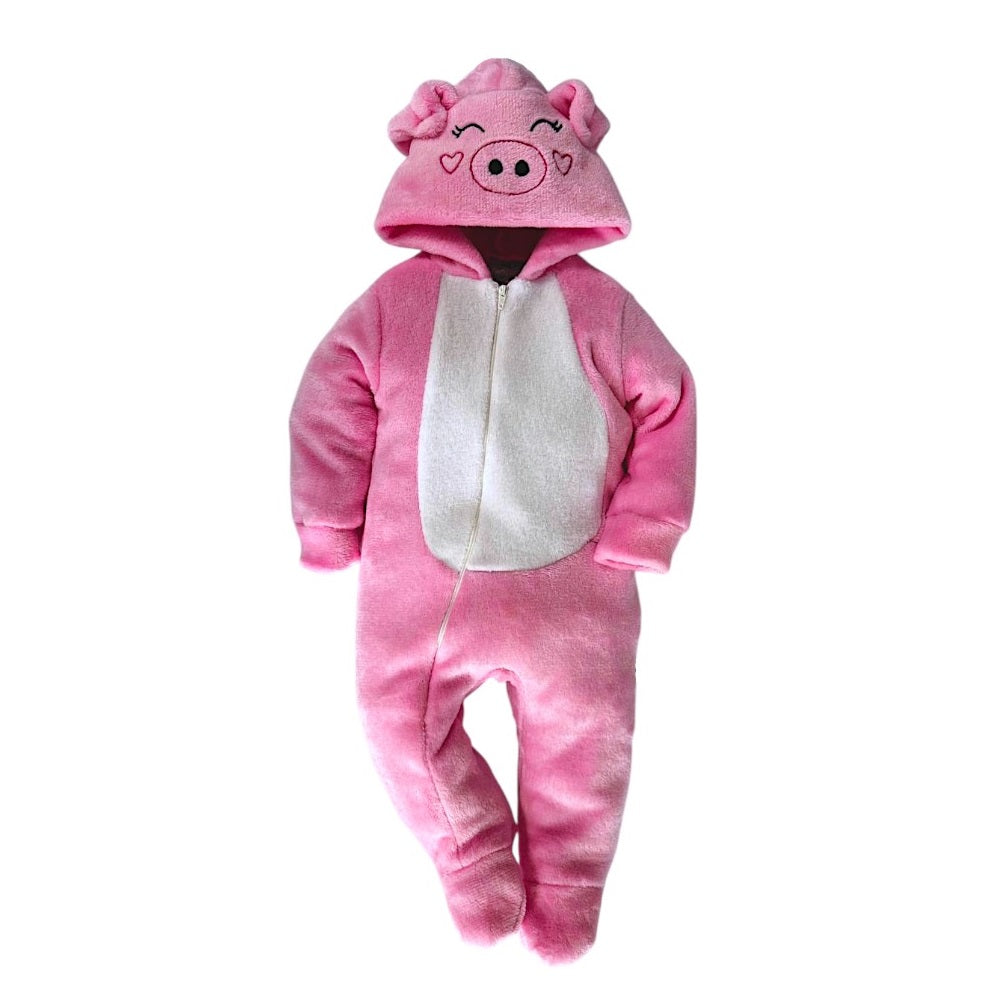 Mameluco Kiss para Bebé con Gorro Bordado Cerdita