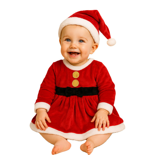 Vestido Kiss para Bebé Santa Claus con Gorro Navidad