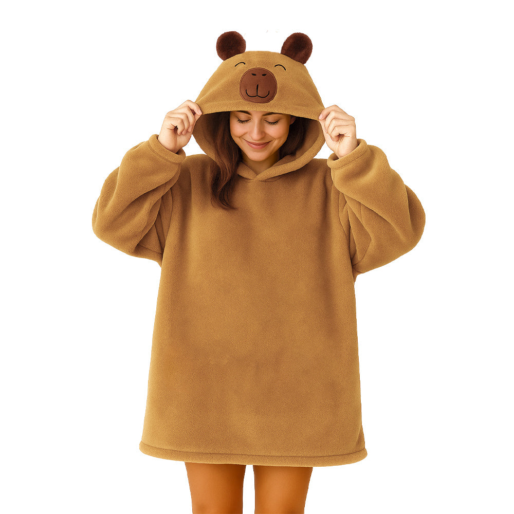 Maxi Sudadera Adulto con Gorro Bordado Kiss Capibara