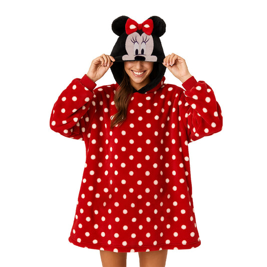 Maxi Sudadera Adulto con Gorro Bordado Disney Minnie Mouse Dots