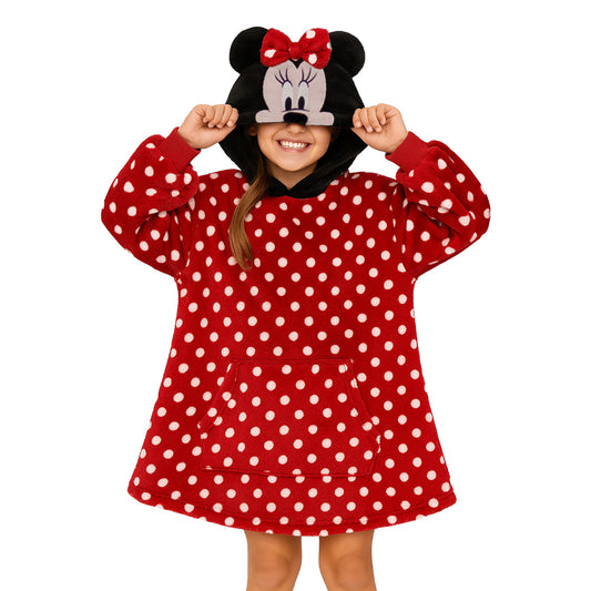 Maxi Sudadera Niña con Gorro Bordado Disney Minnie Rojo con Bolitas