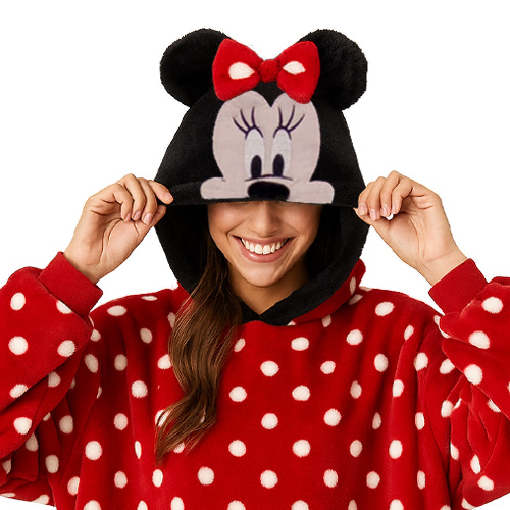 Maxi Sudadera Adulto con Gorro Bordado Disney Minnie Mouse Dots