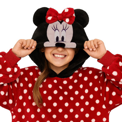Maxi Sudadera Niña con Gorro Bordado Disney Minnie Rojo con Bolitas