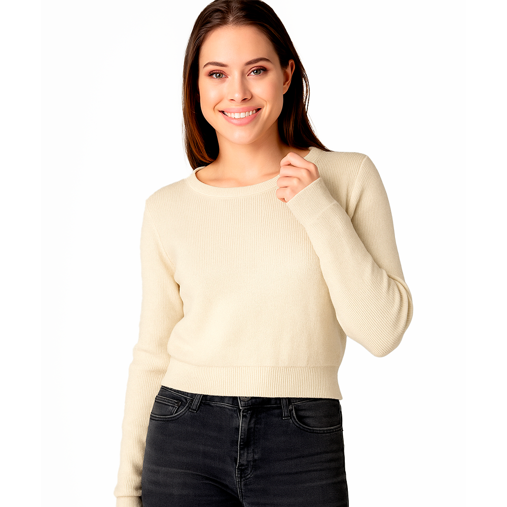 Suéter Trenzado Mujer Cuello Redondo Sweaters