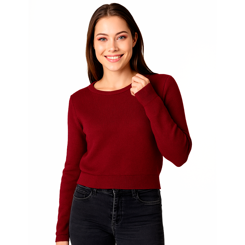 Suéter Trenzado Mujer Cuello Redondo Sweaters