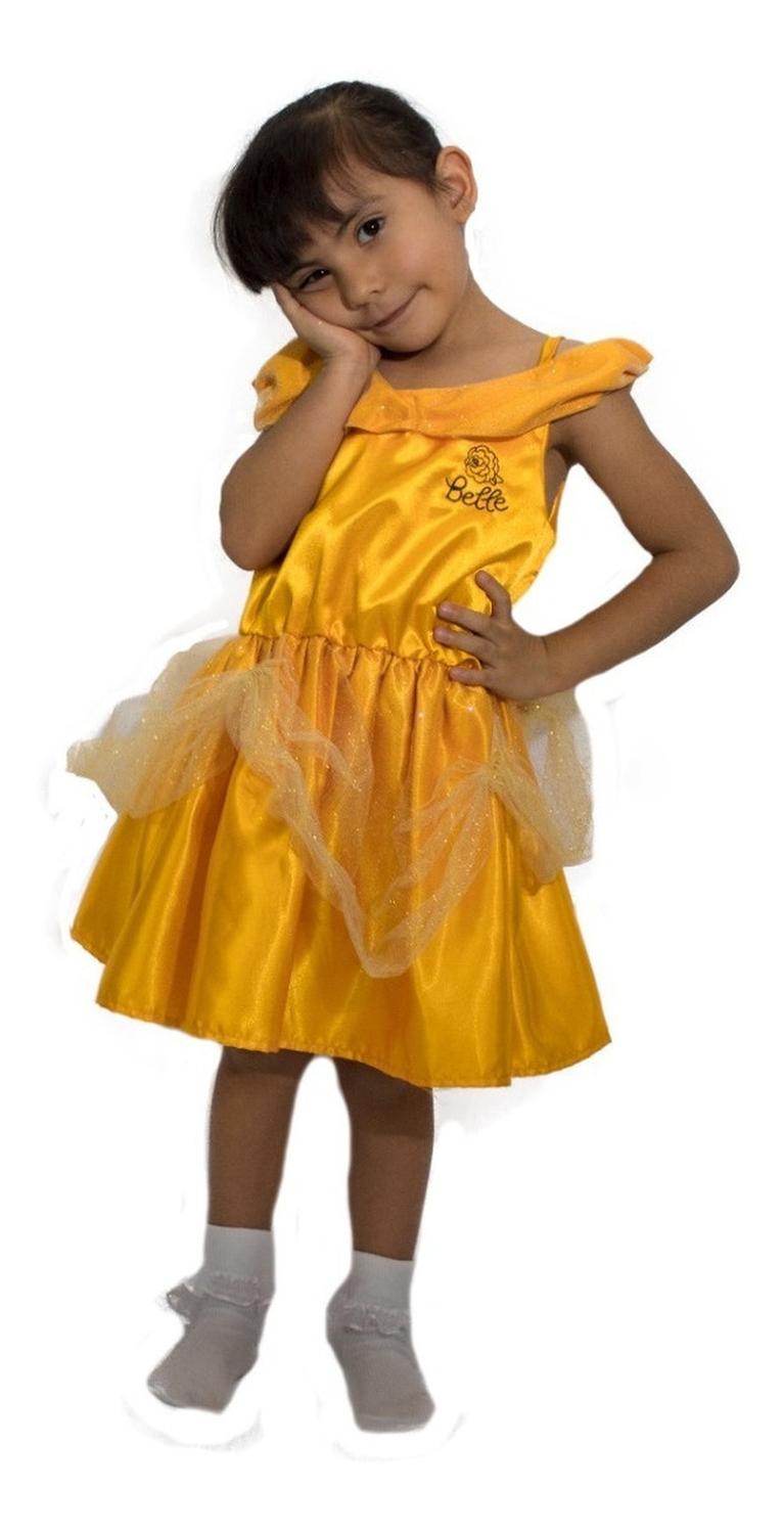 Kit 3 Vestidos Disney para Niña Princesas Cenicienta, Ariel, Bella