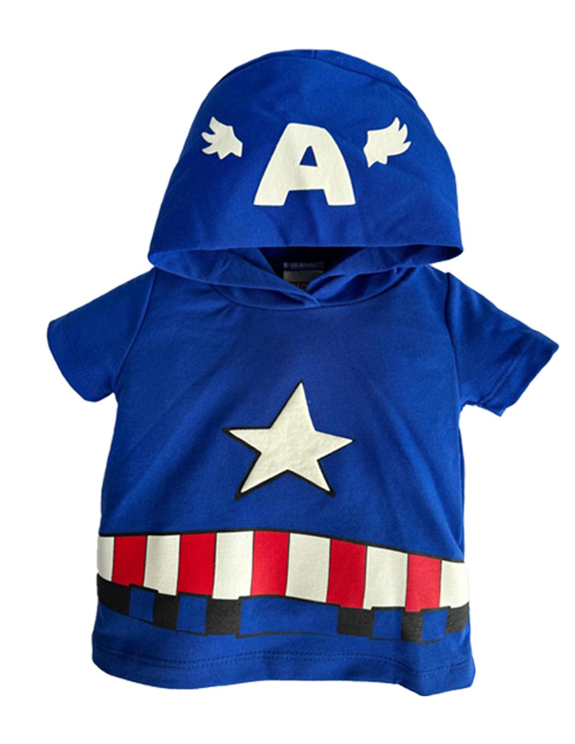 Conjunto Playera Con Gorro Y Short Capitan América Marvel