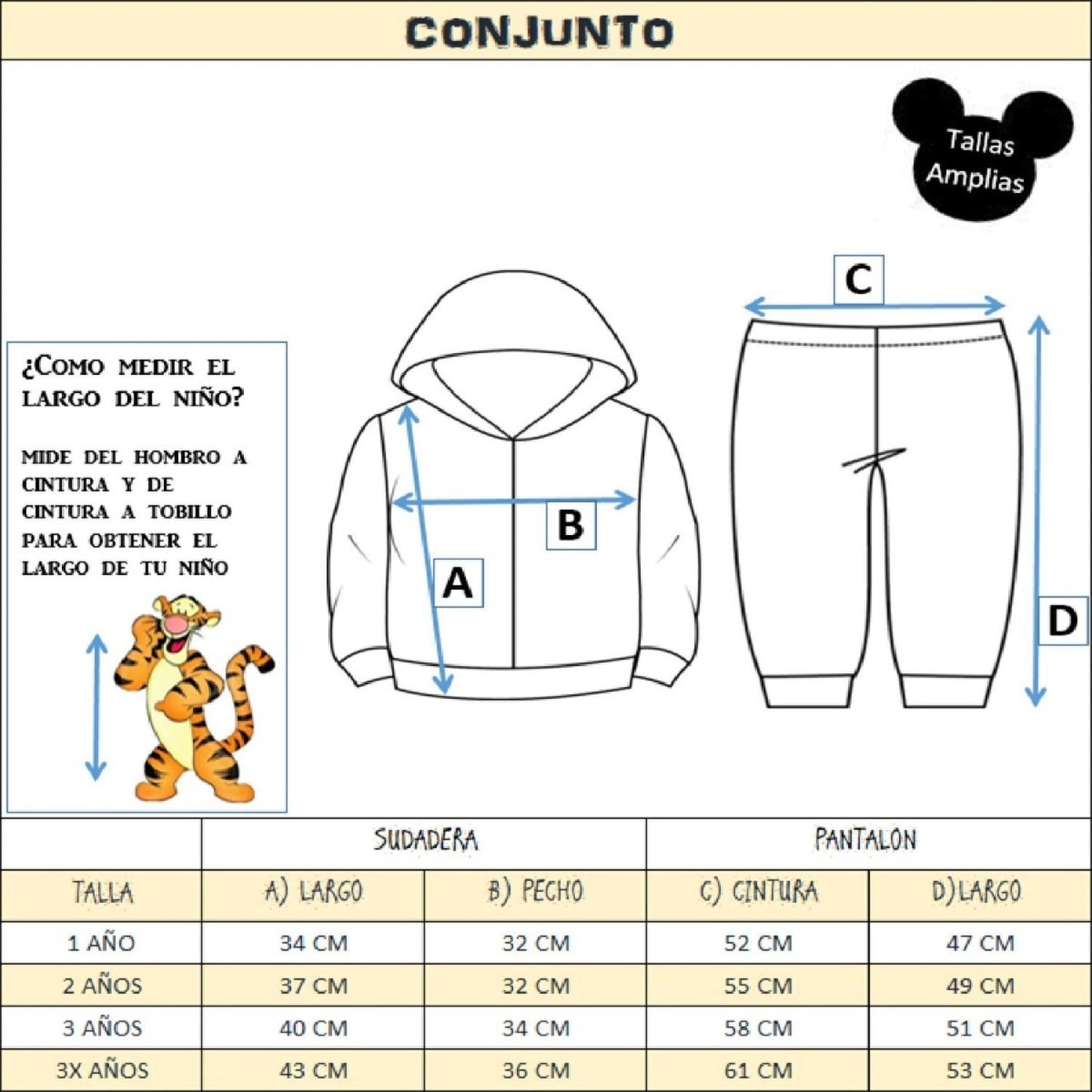 Kit 3 Conjuntos Disney para Niño con Gorro Bordado Tigger, Dale, Pumba