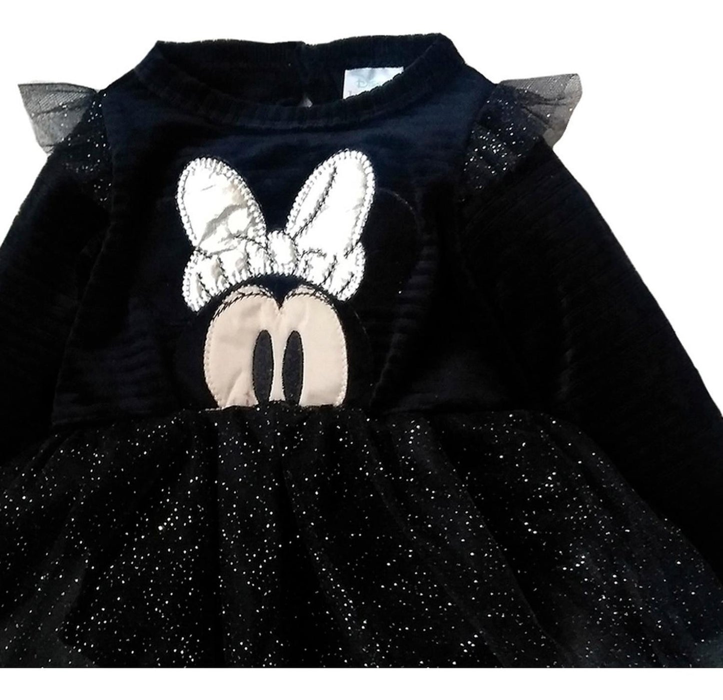 Vestido Pañalero Disney para Bebè Bordado Minnie Negro