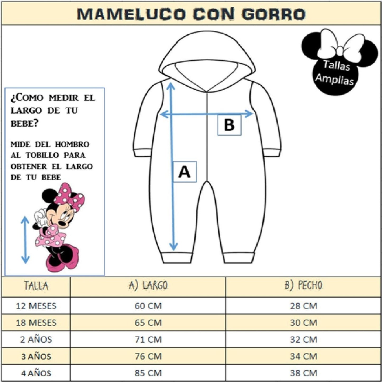 Mameluco Sin Pie Disney Con Gorro Minnie Mouse Fiusha