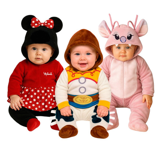 Kit 3 Mamelucos Disney para Bebé con Gorro Bordado Minnie, Jessie, Angel