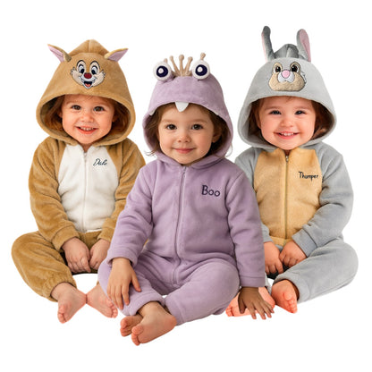 Kit 3 Mamelucos Disney para Niña con Gorro Bordado Dale, Boo, Thumper