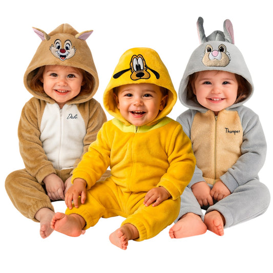 Kit 3 Mamelucos Disney para Niño con Gorro Bordado Dale, Pluto, Thumper