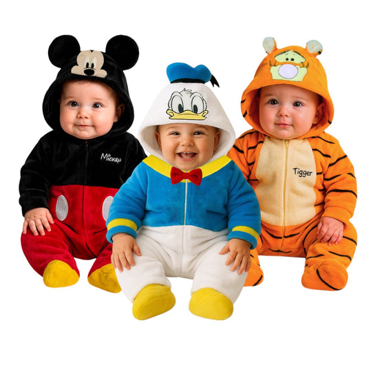 Kit 3 Mamelucos Disney para Bebé con Gorro Bordado Mickey, Donald, Tigger