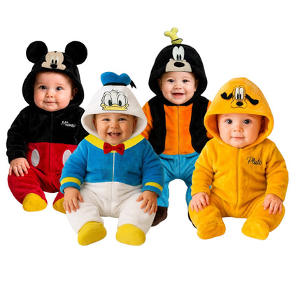Kit 4 Mamelucos Disney para Bebé con Gorro Bordado Mickey, Donald, Pluto, Goofy