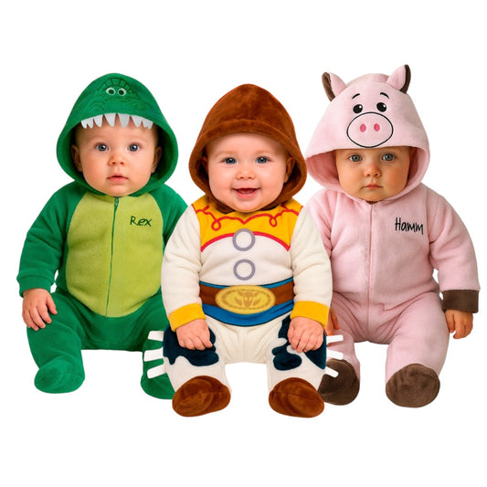 Kit 3 Mamelucos Disney para Bebé con Gorro Bordado Rex, Jessie, Hamm