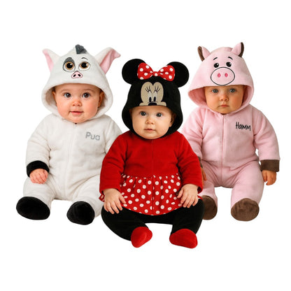 Kit 3 Mamelucos Disney para Bebé con Gorro Bordado Pua, Minnie Carita, Hamm