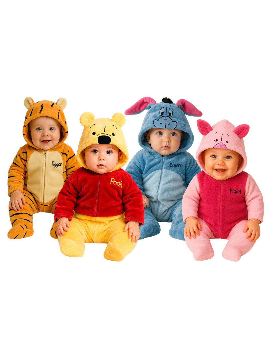 Kit 4 Mamelucos Disney Para Bebé Tigger sin carita, Pooh, Igor y Piglet