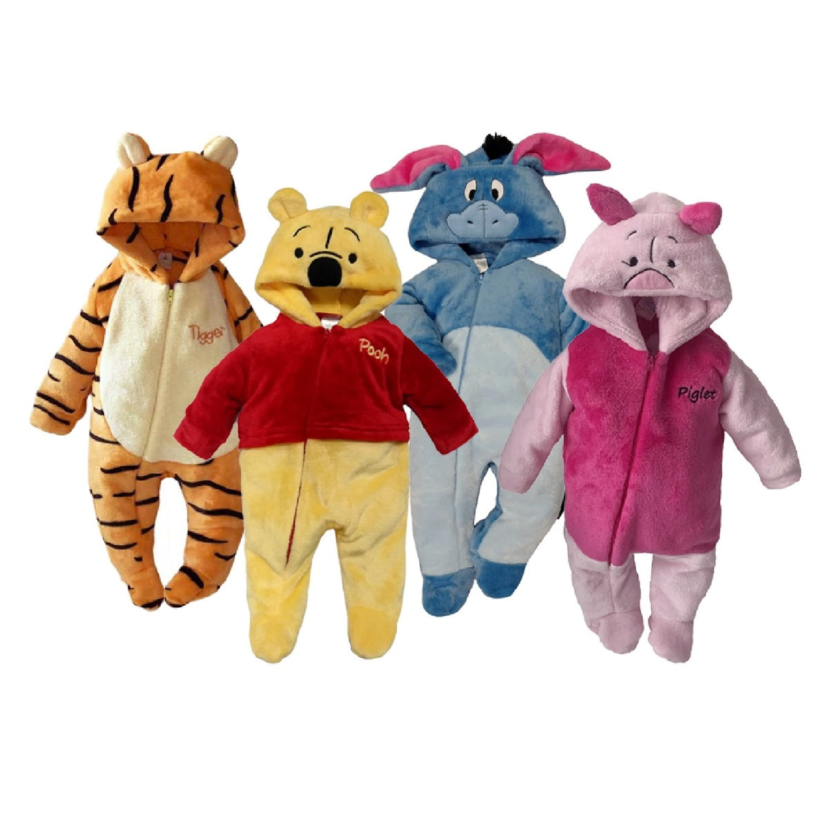 Kit 4 Mamelucos Disney Para Bebé Tigger sin carita, Pooh, Igor y Piglet