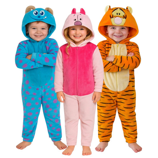 Kit 3 Mamelucos Disney para Niña con Gorro Bordado Tigger, Sulley, Piglet