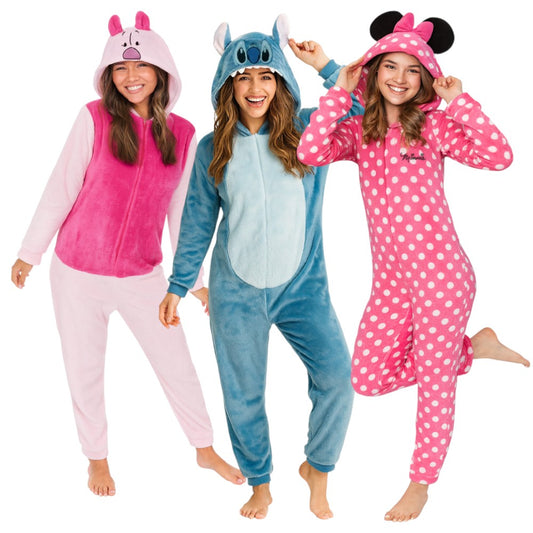 Kit 3 Mamelucos Disney Para Dama Piglet, Stitch y Mini Bolitas Rosas