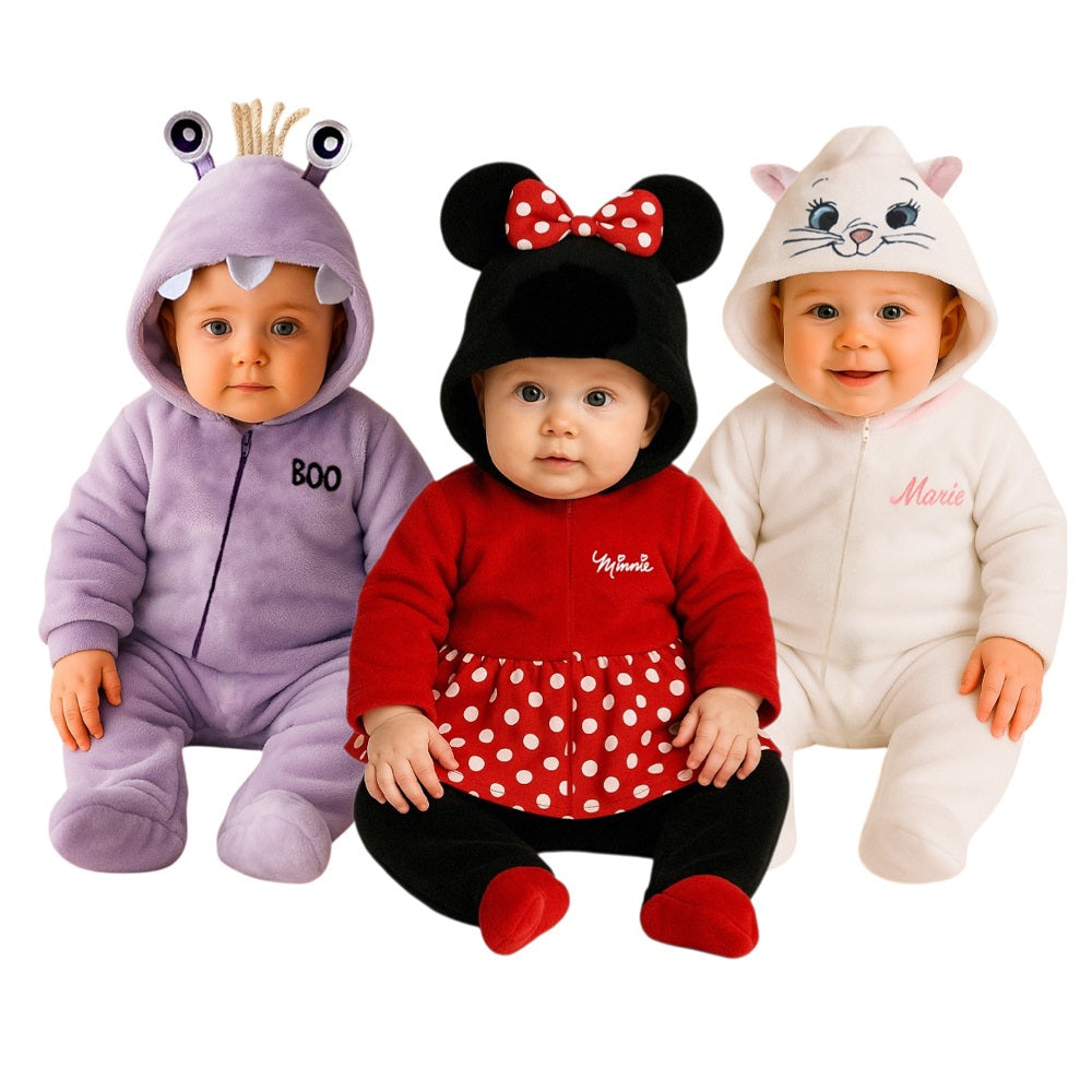 Kit 3 Mamelucos Disney para Bebé con Gorro Bordado Boo, Marie, Minnie