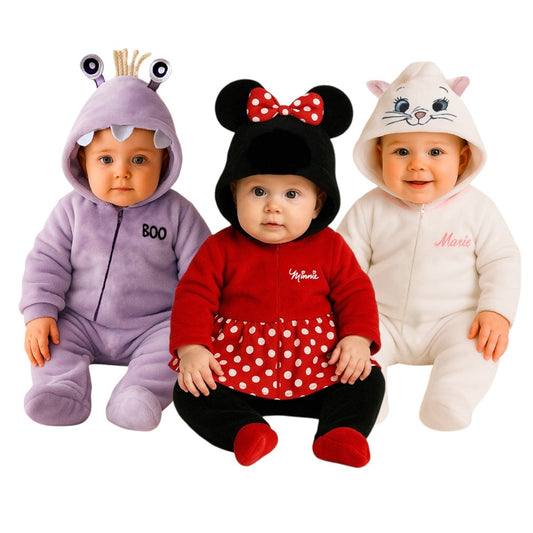 Kit 3 Mamelucos Disney para Bebé con Gorro Bordado Boo, Marie, Minnie