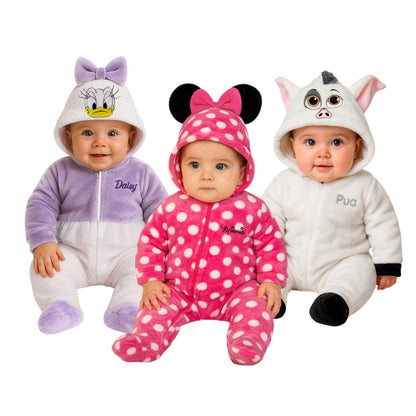 Kit 3 Mamelucos Disney para Bebé con Gorro Bordado Daisy, Minnie, Pua