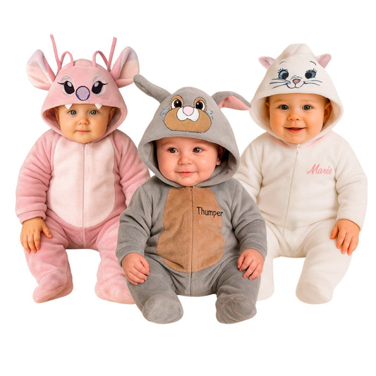 Kit 3 Mamelucos Disney para Bebé con Gorro Bordado Ángel, Thumper, Marie