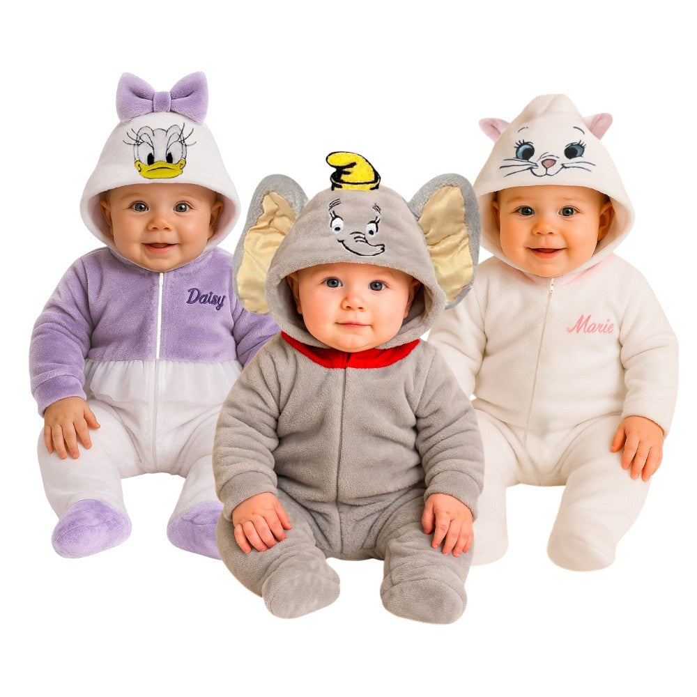 Kit 3 Mamelucos Disney para Bebé con Gorro Bordado Daisy, Dumbo, Marie