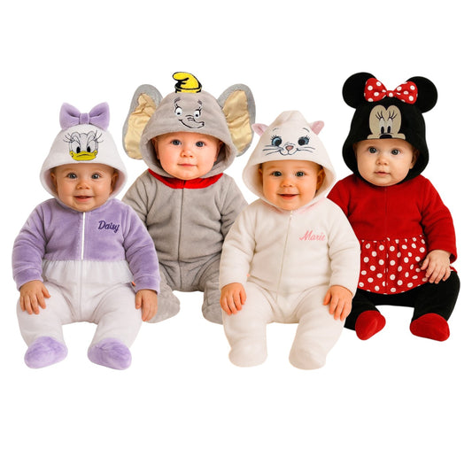 Kit 4 Mamelucos Disney para Bebé con Gorro Bordado Daisy, Dumbo, Marie, Minnie